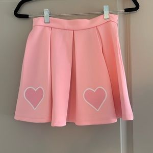 Pink Heart Print Skirt